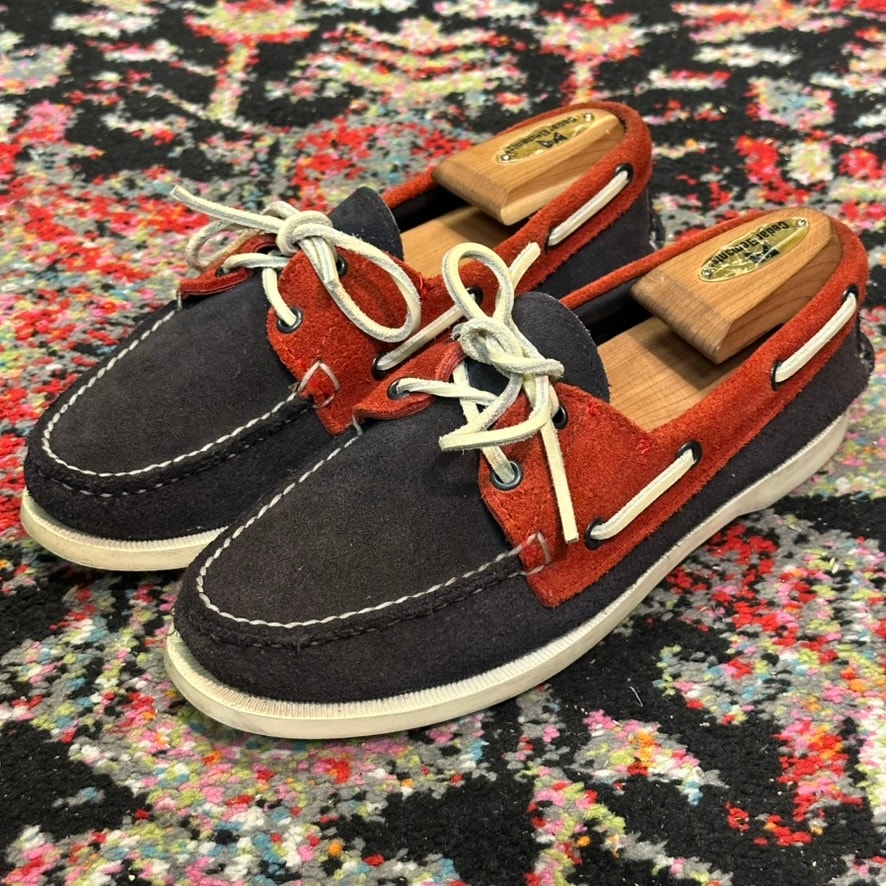 Euc Rancourt & Co. X Jack Spade Suede Boat Shoe Usa Red White Blue Maine Usa 6 D — image 3 of 8